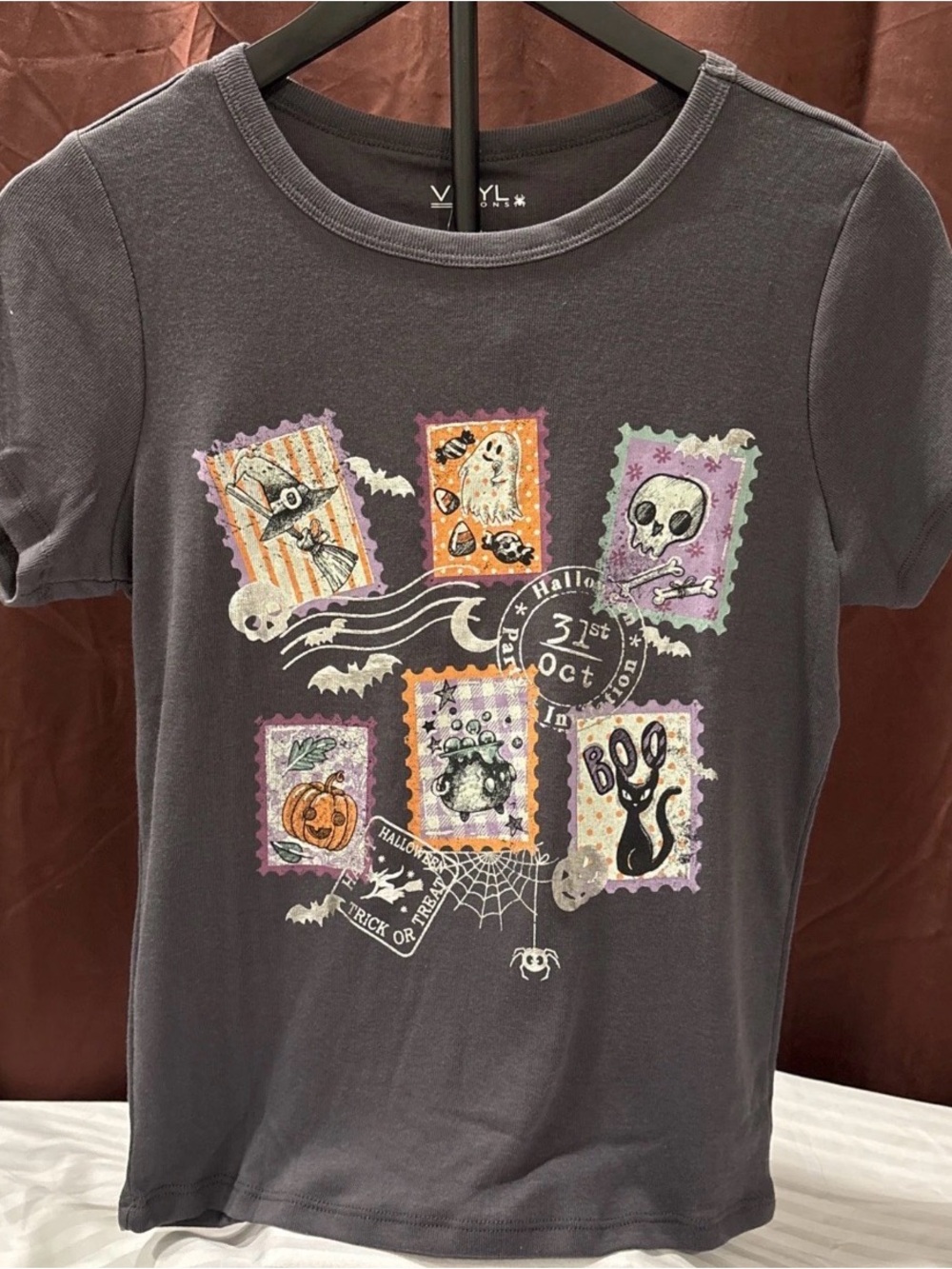 Halloween Graphic Tee for Kids - Charcoal Gray